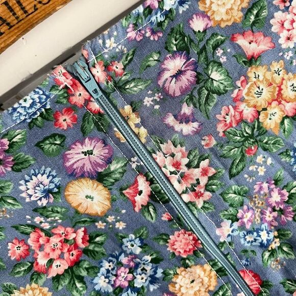 Adorable 90s Vintage Floral Cotton Puff Sleeve Babydoll Cottage Dress XS 0 2 4 - Picture 3 of 4